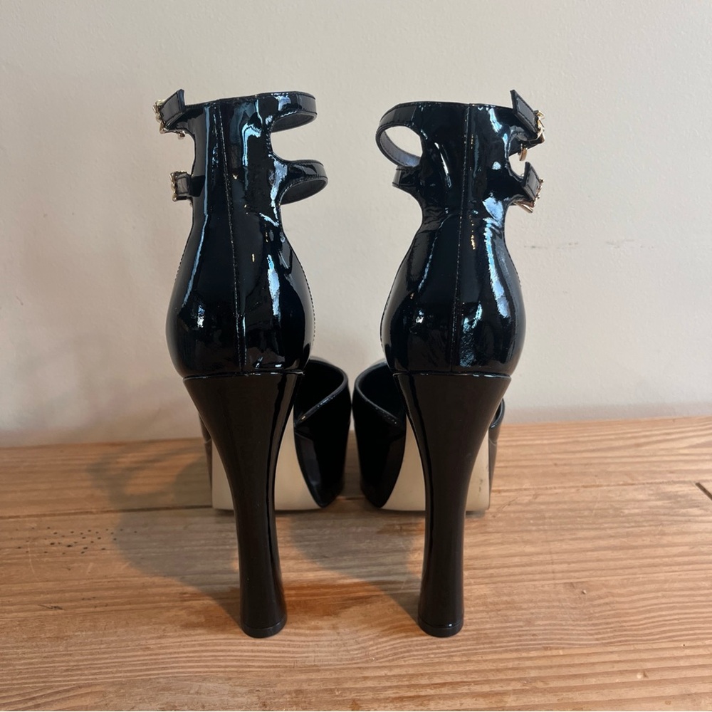 MICHAEL Michael Kors Martina Black Patent Leather Strappy Platform Pumps Size 7M - Picture 8 of 16